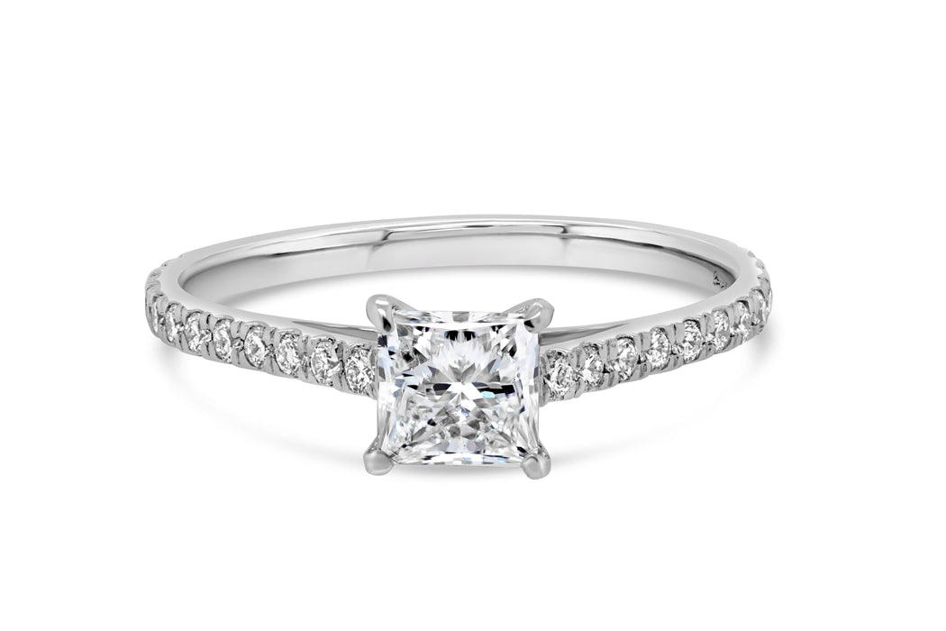 0.92CTW Lab Grown Princess Cut Engagement Ring