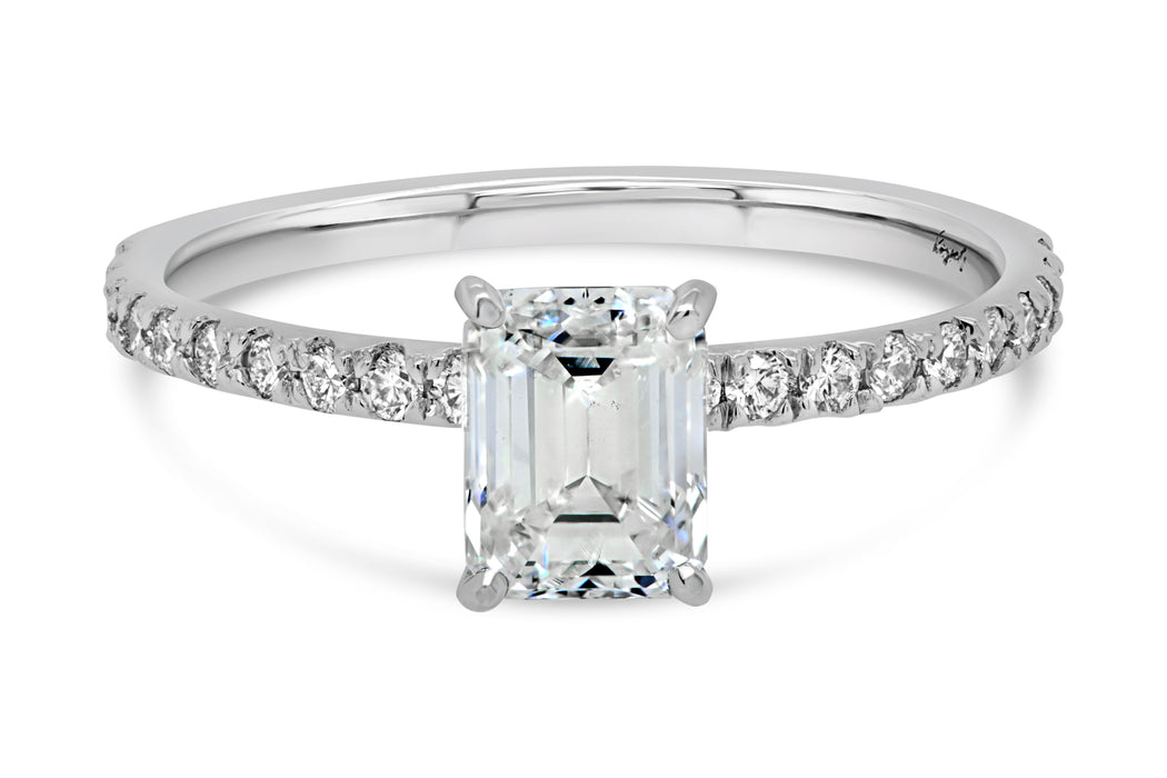 1.24CTW Natural Emerald Cut Engagement Ring