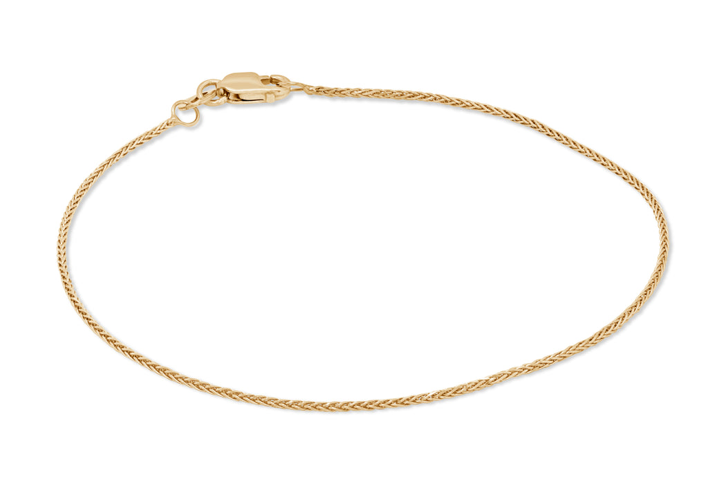 1mm 10K Yellow Gold Wheat Chain Bracelet