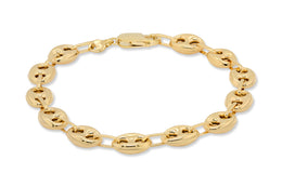 7.8mm 10K Yellow Gold Coffee Bean Chain Bracelet
