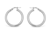 20mm 10kt White Gold Tube Hoop Earrings