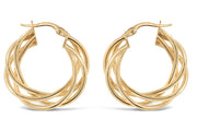 25mm 10kt Yellow Gold Twisted Hoop Earrings