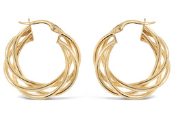 25mm 10kt Yellow Gold Twisted Hoop Earrings
