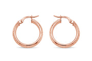 3.75mm 10kt Rose Gold Diamond Cut Hoop Earrings