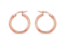 3.75mm 10kt Rose Gold Diamond Cut Hoop Earrings