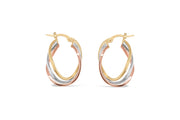 5.9mm 10kt Tri-Gold Hoop Earrings
