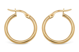 15mm Yellow Gold Hoop Earrings
