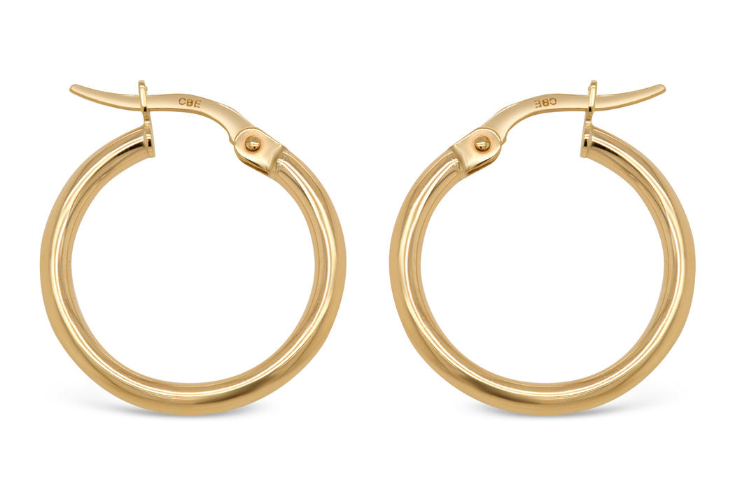 15mm Yellow Gold Hoop Earrings