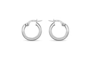 2mm White Gold Hoop Earrings