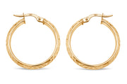 3.8mm Yellow Gold Diamond Cut Hoop Earrings