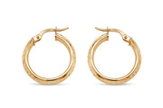 3.75mm Yellow Gold Diamond Cut Hoop Earrings