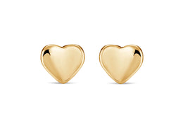 Yellow Gold Heart Stud Earrings