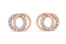 Rose Gold CZ Circle Stud Earrings