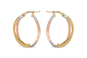 Tri-Gold Overlap Hoop Earrings