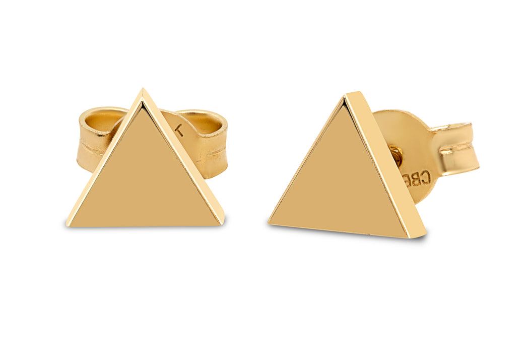 Yellow Gold Triangle Stud Earrings