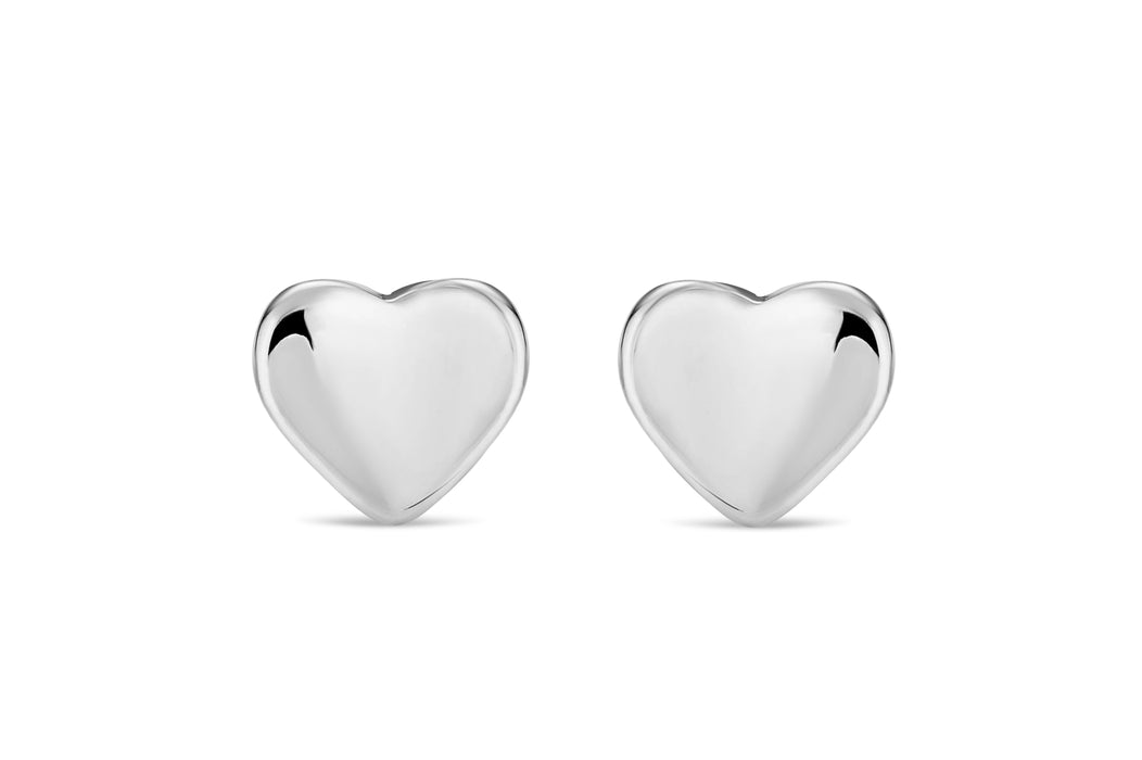 White Gold Heart Stud Earrings