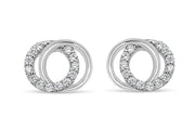 White Gold CZ Circle Stud Earrings