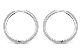 15mm White Gold Hoop Earrings