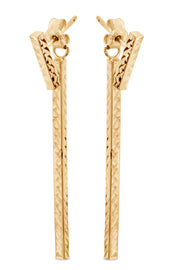 Yellow Gold Diamond Cut Bar Earrings