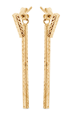 Yellow Gold Diamond Cut Bar Earrings