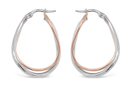 15mm Two-Tone Rose & White Gold Hoops