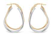 15mm Two-Tone White & Yellow Gold Hoop Earrings