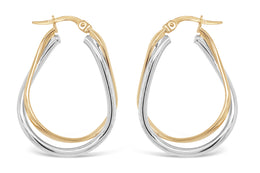 15mm Two-Tone White & Yellow Gold Hoop Earrings