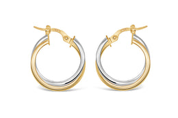 2.5mm Two-Tone White & Yellow Gold Hoop Earrings