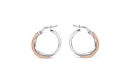 Two-Tone White & Rose Gold Hoop Earrings