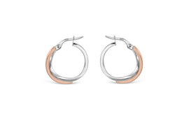 Two-Tone White & Rose Gold Hoop Earrings