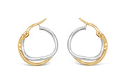 5.6mm Two-Tone White & Yellow Gold Hoop Earrings
