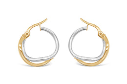 5.6mm Two-Tone White & Yellow Gold Hoop Earrings