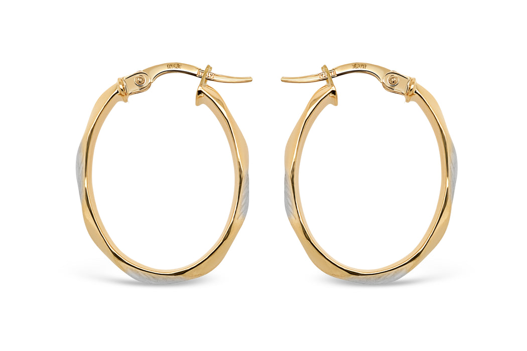 Two-Tone White & Yellow Gold 18mm Hoop Earrings