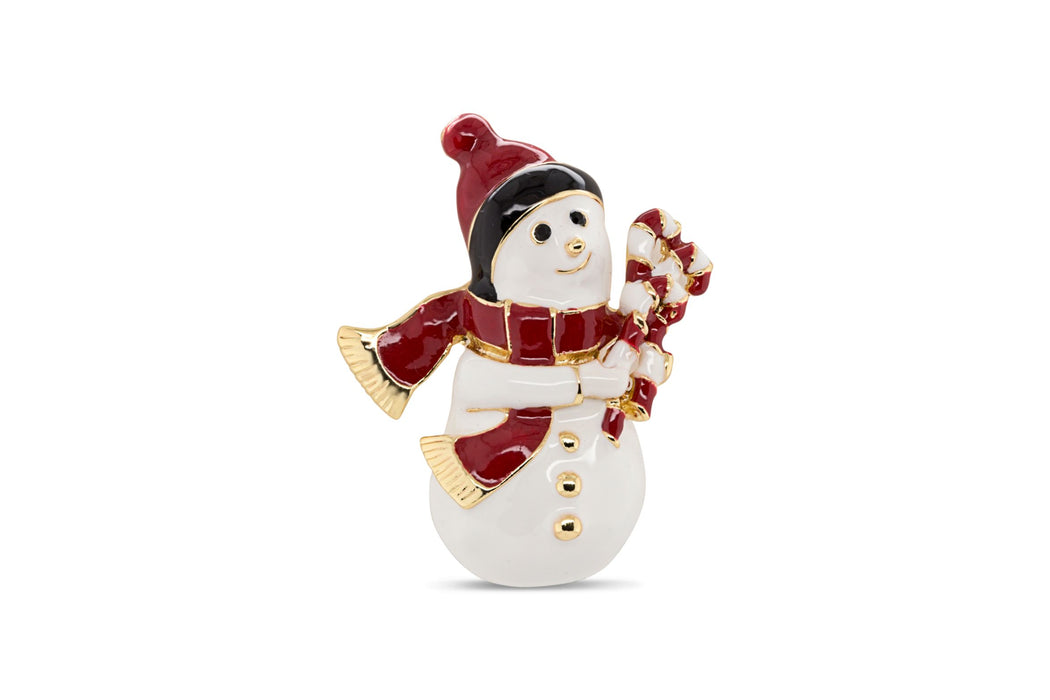 Gold Plated Snowman Brooch