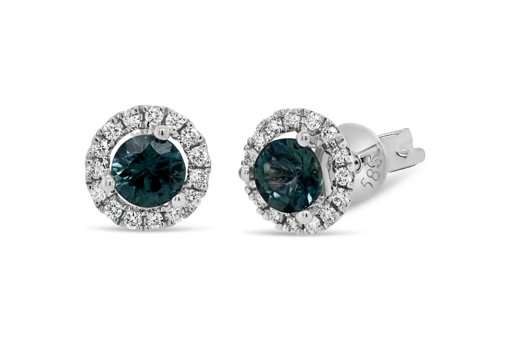 Blue Sapphire & Diamond Earrings