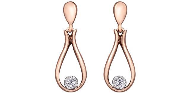 Rose Gold & Diamond Dangle Earrings
