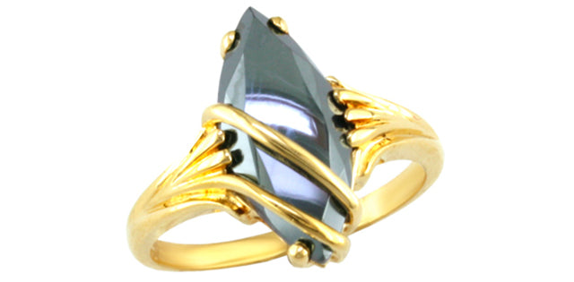 Yellow Gold Hematite Gemstone Ring
