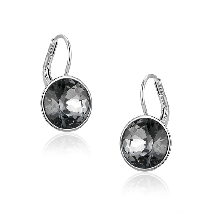 Sterling Silver Flora Mini Black Drop Earrings