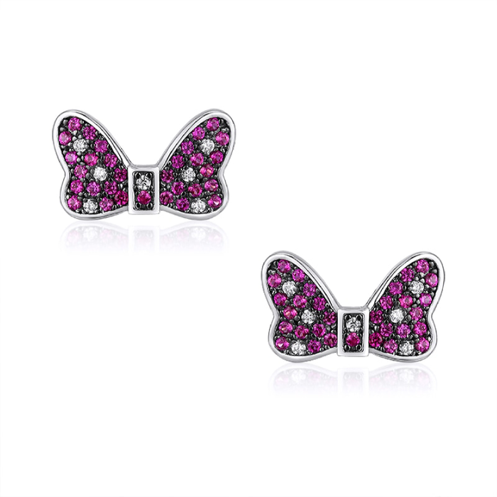 Sterling Silver Minnie Mouse Bow Stud Earrings