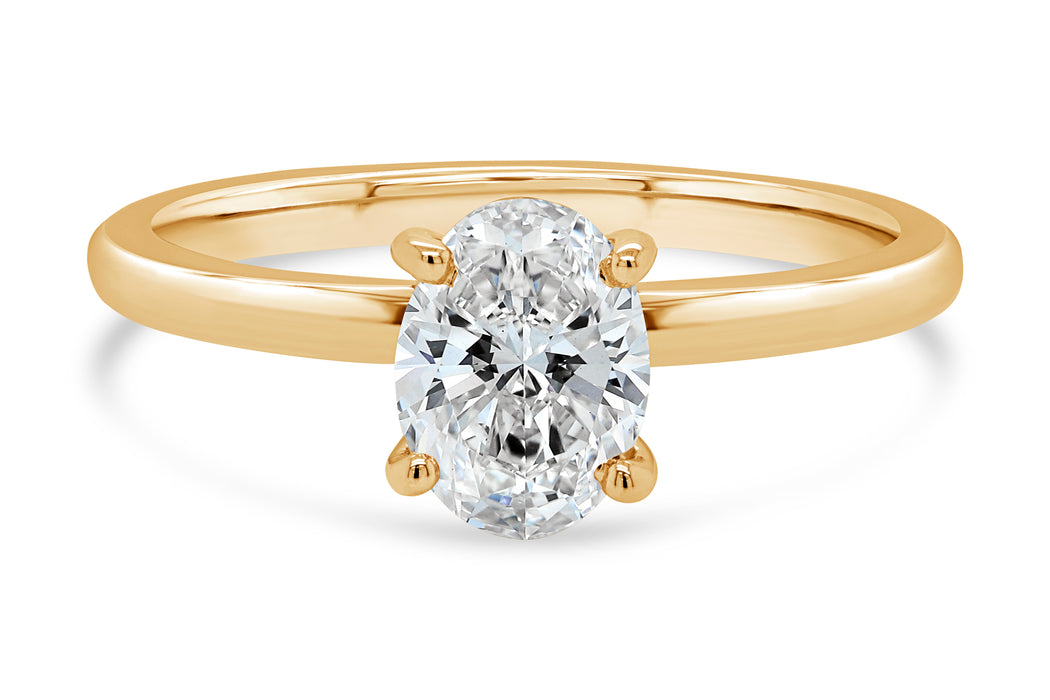 1.00CT Yellow Gold Natural Oval Engagement Ring