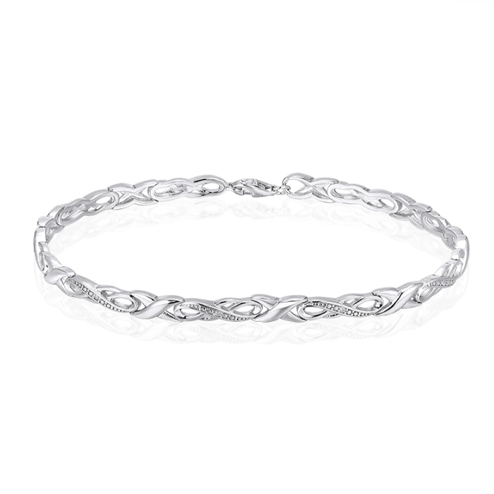 Sterling Silver & Lab Grown Diamond Infinity Bracelet
