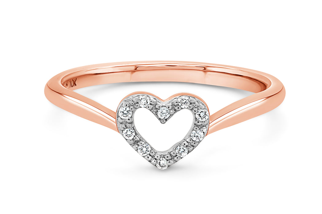 Rose Gold & Diamond Heart Ring