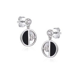 SS White & Black Onyx Earrings
