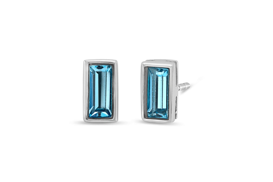 Crystal Rectangle Earrings: Aqua