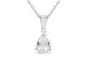 Casablanca Sterling Silver & Crystal Pear Necklace