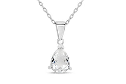 Casablanca Sterling Silver & Crystal Pear Necklace