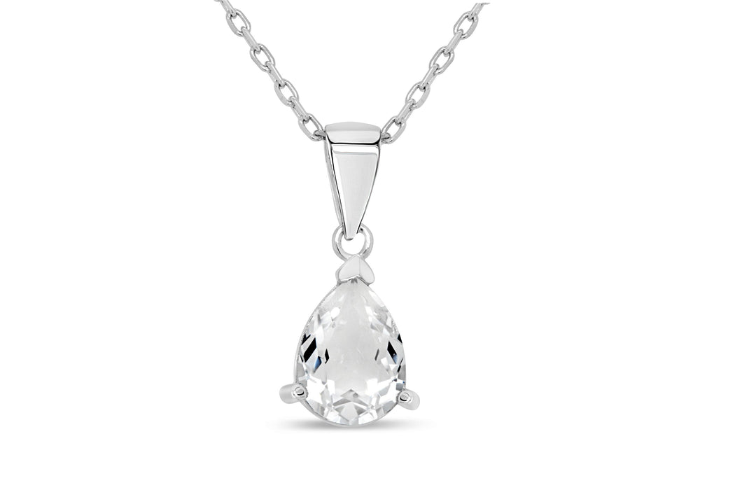 Casablanca Sterling Silver & Crystal Pear Necklace