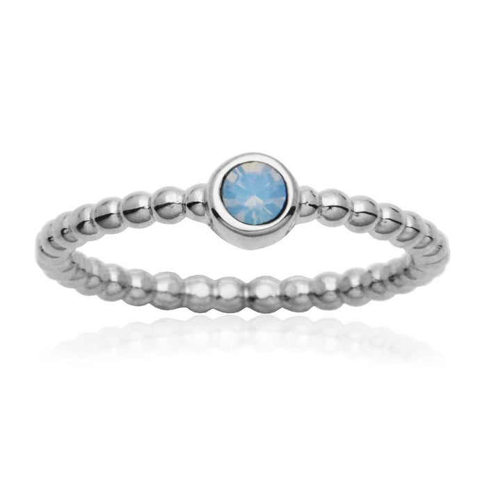 Steelx Sapphire and Opal Crystal Bead Ring