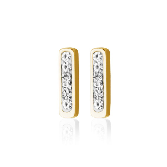 SteelX CZ Bar Stud Earrings: Yellow Gold Plated