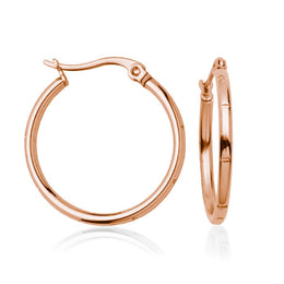 25mm Steelx Stainless Steel Rose Gold Tone Hoop Earrings